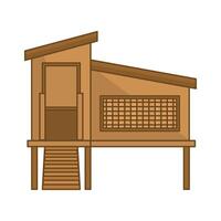 A small, minimalistic chicken coop. isolated on white background cartoon style vector