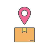 A shield over a package, representing insured shipping. Logistic Icon isolate white background. vector