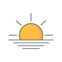 Sunrise icon, bright weather icon linear style isolated white. vector