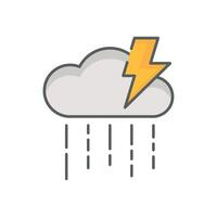 light Thunderstorm with rain weather icon linear style isolated white. vector