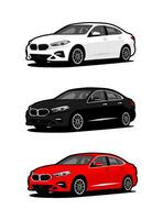 collection of luxury sedan cars with various color choices vector