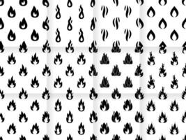 Collection of Silhouette fire effect element seamless pattern. vector
