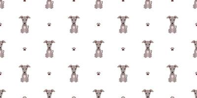 Cartoon character cute greyhound dog seamless pattern background vector
