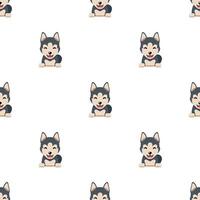cartoon character cute siberian husky dog seamless pattern background vector