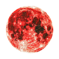 Red Moon On Isolated Background with Lunar Details and Textures png