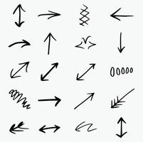 A set of different arrows drawn in black ink vector