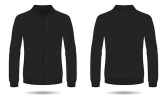 Black bomber jacket mockup front and back view vector