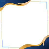 Gold blue abstract wave elegant frame empty background vector