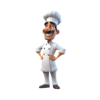 Friendly 3D Chef Character in Apron and Hat with Smile png