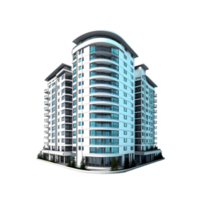 Isolated 3D Apartment Building Model for Visualization and Design Projects png