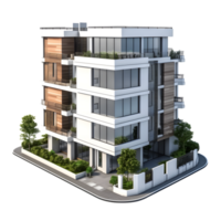 High-Resolution Isolated Apartment Building Model for Architecture Projects png