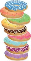 Donuts icons set, Cartoon colorful donut vector