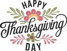 Happy Thanksgiving day typography with elements design vector