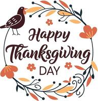 Happy Thanksgiving day typography with elements illustration vector
