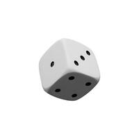 3d render game die. Gambling play with chance of risk or fortune. illustration of three-dimensional cube with number dots. Success symbol of opportunity in casino. Bet object. Las Vegas winning vector