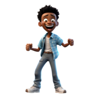 Happy Black Boy 3D Figure Showing Joyful Expression png