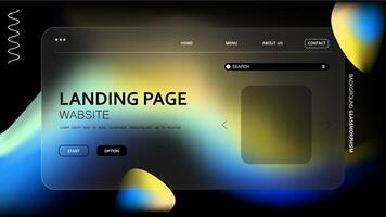 Background abstract gradient design featuring a glassmorphism effect for a website landing page template vector
