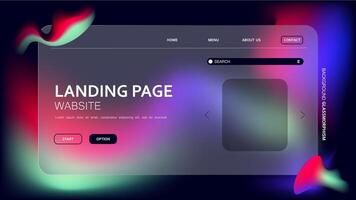 Background abstract gradient design featuring a glassmorphism effect for a website landing page template vector