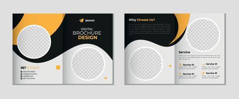 A bifold brochure with colorful shapes design vector