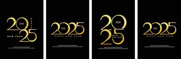 Set of Happy New Year covers 2025. Modern and simple number design with elegant thin lines. Premium background for the new year 2025 vector