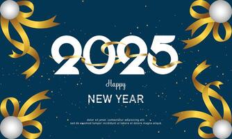 happy new year 2025 with numbers wrapped in luxurious and elegant gold ribbons. background for celebration and greeting vector
