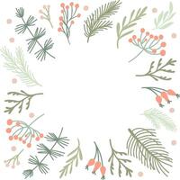 Christmas frame foliage creating a festive border on white background for holiday winter cards vector