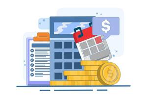 payroll concept, payroll, accounting, payroll, schedule, wallet, financial administration. calculating and filling pay slips and payroll reports. business accounting, organization and audit. vector