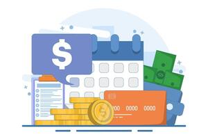 payroll concept, payroll, accounting, payroll, schedule, wallet, financial administration. calculating and filling pay slips and payroll reports. business accounting, organization and audit. vector