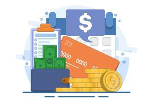 payroll concept, payroll, accounting, payroll, schedule, wallet, financial administration. calculating and filling pay slips and payroll reports. business accounting, organization and audit. vector