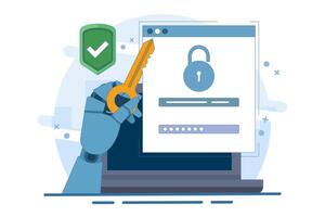 secure login and registration concept, Personal data security, Cyber data security, Internet security, or information privacy, Password protection. Flat illustration. vector