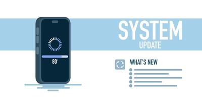 The concept of system updates improves performance. Application updates are downloaded from the cloud. Stability and security by fixing bugs and adding new features for smartphones. vector
