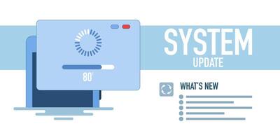 The concept of system updates improves performance. Stability and security by fixing bugs and adding new features for smartphones. Application updates are downloaded from the cloud. vector
