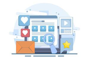 Search engine optimization concept, Website ranking in search engines, SERP, SEO optimization for website ranking, SERP and SEO optimization, illustration background with icons. vector