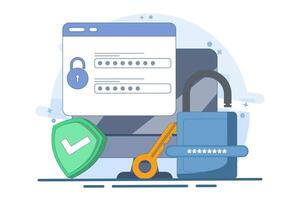 secure login and registration concept, Personal data security, Cyber data security, Internet security, or information privacy, Password protection. vector