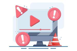 warning concept. risk and hazard issues. notice, error, mistake, warning. exclamation mark. illustration of recorder symbol with warning sign. vector
