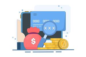 Security code financial concept, Smart phone with payment card, online payment with protection, security for online shopping, digital marketing. payment card with gold coin. vector