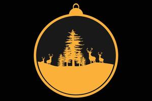 Christmas ball with deer and pine tree vector