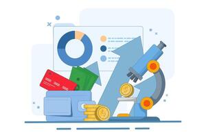 Financial analyst or consultant concept. Business strategy. Analyzing statistical or financial information. Making financial operations. Financial studies, forecasts and risk assessments. vector