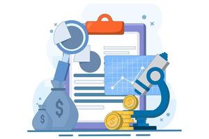 Financial analyst or consultant concept. Analyzing statistical or financial information. Business strategy. Making financial operations. Financial studies, forecasts, risk assessments. vector