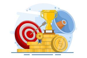 business target concept, business analyst, planning and strategy, Planning and analysis of business or career development goals, achieving goals to complete the mission. illustration in the background vector