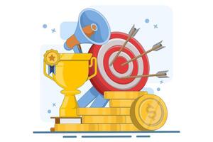 business target concept, business analyst, planning and strategy, Planning and analysis of business or career development goals, achieving goals to complete the mission. vector