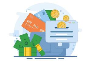 Digital money concept, save money digitally, transfer app, wallet, transaction, technology, online payment, mobile payment. vector