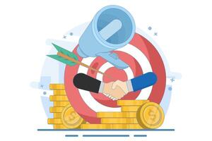 business target concept, achievement, planning and strategy, arrows, target achievement to complete the mission. business analyst, Planning and analysis of business or career development goals. vector