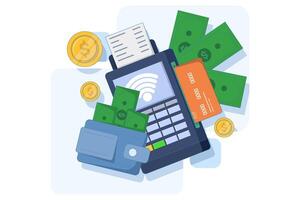 Concept of digital money, wallet, transaction, technology, online payment, mobile payment, save money digitally, transfer app. vector