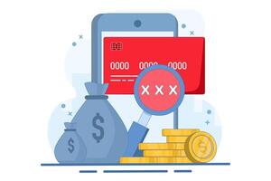 Security code financial concept, Smart phone with payment card, online payment with protection, security for online shopping, gold coins on isolated background, Digital marketing illustration. vector