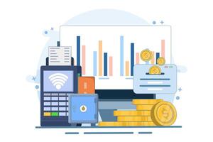 Business process concepts and analysts, goals and objectives, Data analysts analyze, explore and develop big data. business plans, finance, marketing, investment. vector