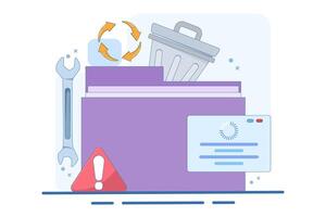 Data Recovery Concept, hardware disk repair service. system recovery process. HDD repair icon. Recovery process. data storage backup, data recovery information on database. vector