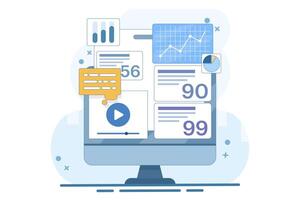 Business development concepts. SEO. Business analysis, market research, product testing, data analysis. Marketing. Modern ways to advertise and find customers. vector