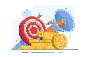 business target concept, business analyst, Planning and analysis of business or career development goals, achievement, planning and strategy, arrow, achieving goals to complete the mission. vector