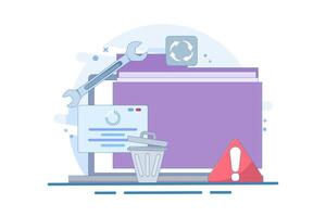 Data Recovery Concept, HDD repair icon. Recovery process. data storage backup, hardware disk repair service. system recovery process. data recovery information on database. vector